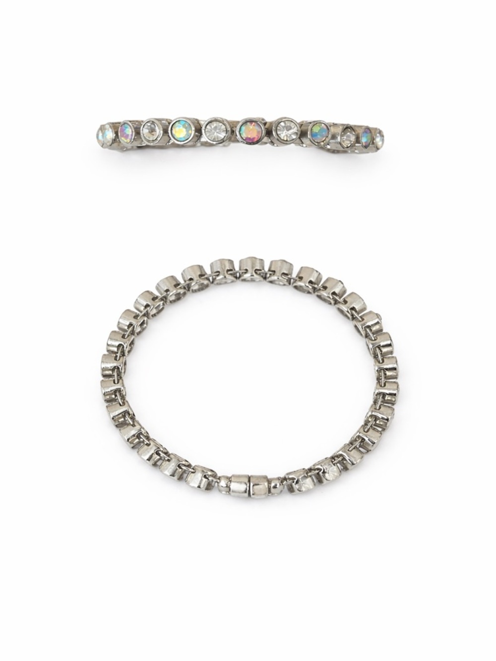 Crystal Accent Silver-Tone Magnetic Bracelet